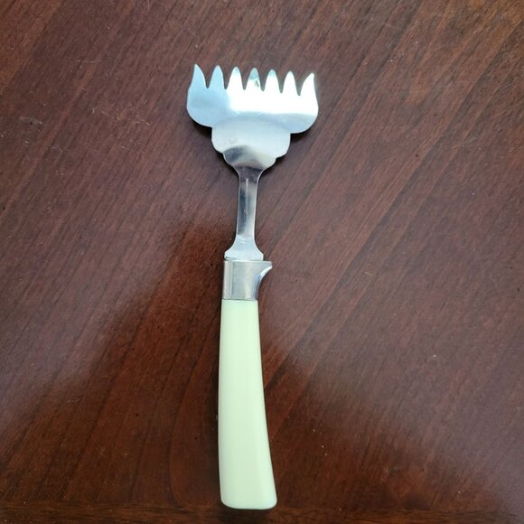 Vintage Stainless Steel Butter Curler Serving Fork With Decorative Handles MCM - Picture 3 of 3